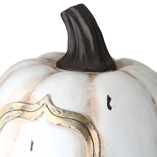 13" White Boo Pumpkin Set